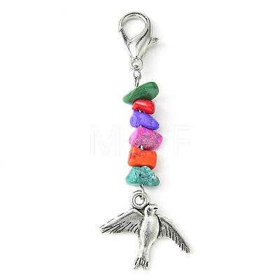 Alloy Bird Pendant Decoration HJEW-JM01551-1