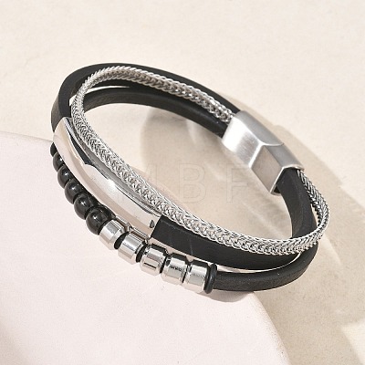 Microfiber Leather Cord Multi-strand Bracelets BJEW-C153-01F-1