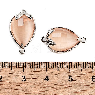 Cat Eye Faceted Teardrop Connector Charms G-B081-02P-02-1