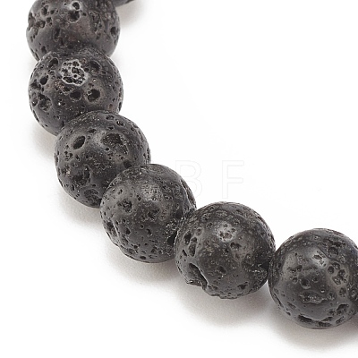 Natural Lava Rock & Synthetic Hematite Stretch Bracelet BJEW-JB08323-01-1