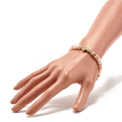 Polymer Clay Heishi Beads Stretch Bracelet for Women BJEW-JB07207-04-1