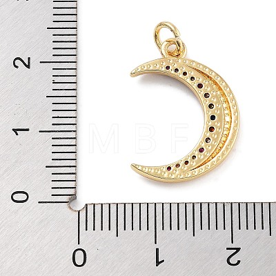 Moon Theme Rack Plating Brass Micro Pave Cubic Zirconia Pendants KK-Z071-52G-07-1