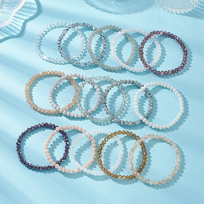 15Pcs Electroplate Glass Beaded Bracelets BJEW-JB13022-1