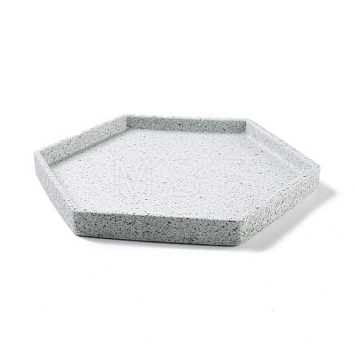 Hexagon Porcelain Flat Round Jewelry Plate DJEW-I015-03-1