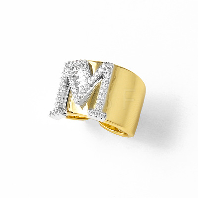 Brass Micro Pave Clear Cubic Zirconia Cuff Open Rings FS-WGA5D1D-13-1