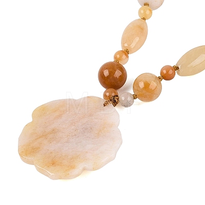 Natural Topaz Jade Flower Pendant Necklaces NJEW-N064-08D-1