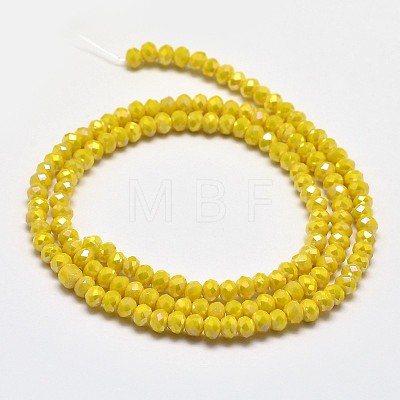 Faceted Rondelle Full Rainbow Plated Electroplate Glass Beads Strands EGLA-J134-3x2mm-FR05-1
