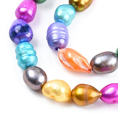 Dyed Natural Cultured Freshwater Pearl Beads Strands PEAR-R007-5-6mm-1