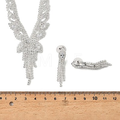 Butterfly Brass Rhinestone Earrings & Pendant Necklaces Set for Women SJEW-M102-06S-1