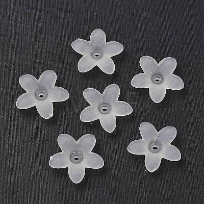 Transparent Frosted Acrylic Flower Beads X-PAB1936Y-10-1