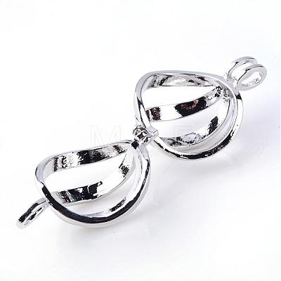 Rack Plating Brass Cage Pendants KK-S751-064P-1