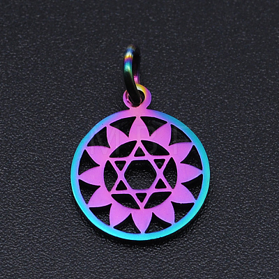 Chakra Theme Ion Plating(IP) 201 Stainless Steel Charms STAS-T054-JN403Q-4-1