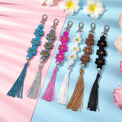 Polyester and Spandex Cord Woven Flower Keychains KEYC-JKC00919-1