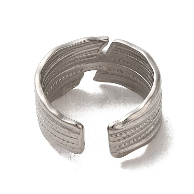 304 Stainless Steel Open Cuff Ring RJEW-C068-03A-P-1
