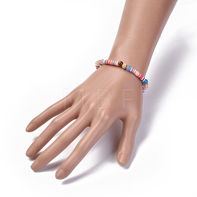 Eco-Friendly Handmade Polymer Clay Heishi Beads Stretch Bracelets BJEW-JB04328-1