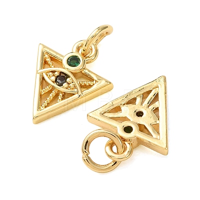 Brass Micro Pave Colorful Cubic Zirconia Charms CU-E003-15G-B-1