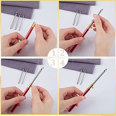 Punch Embroidery Needle Pen & Easy Automatic Threader Set DIY-WH0453-88A-1