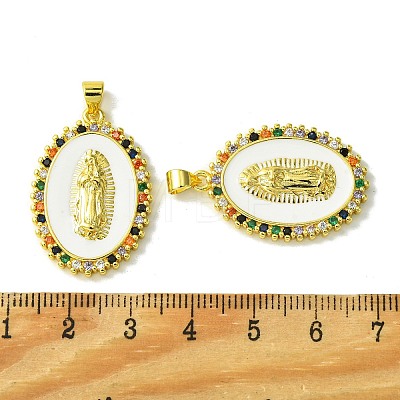 Real 18K Gold Plated Brass Micro Pave Cubic Zirconia Pendants KK-H472-11G-01-1