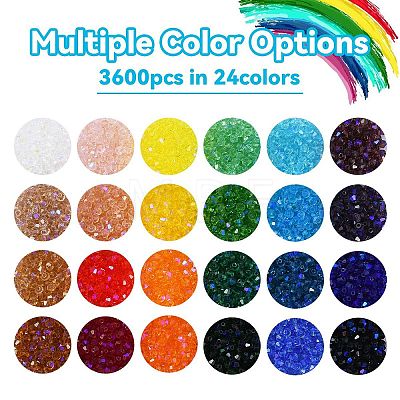 3600Pcs 24 Colors Transparent Electroplate Glass Beads GLAA-YW0003-32-1