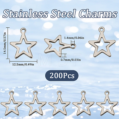 SUNNYCLUE 200Pcs 304 Stainless Steel Charms STAS-SC0008-04-1