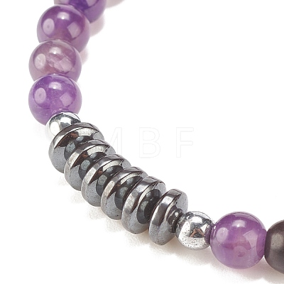 Natural Gemstone & Synthetic Hematite Braided Bead Bracelet for Women BJEW-JB08181-1