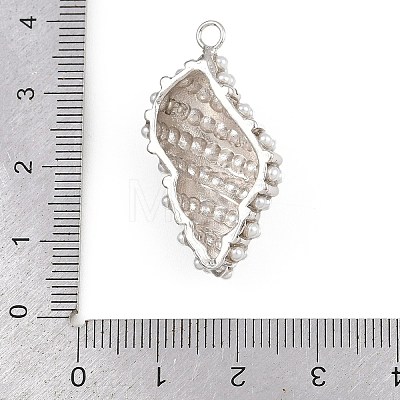 Shell Shape Brass ABS Imitation Pearl Pendants KK-I352-04D-P-1