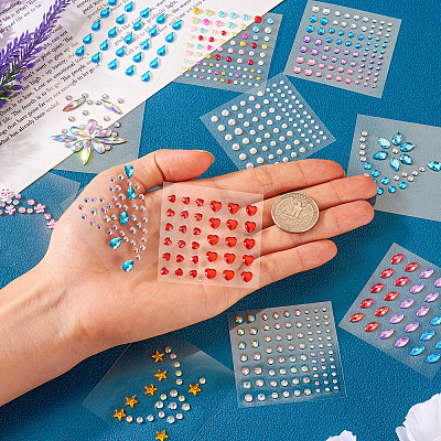 12 Sheets 12 Styles Resin Rhinestone Sticker Sets DIY-TA0004-68-1