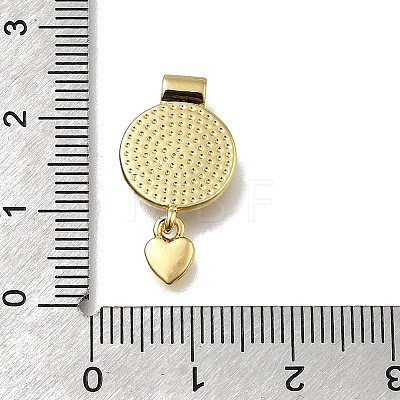 Brass Pave Natural White Shell Flat Round with Heart Pendants KK-C090-37G-07-1