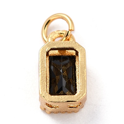 Real 18K Gold Plated Brass Inlaid Cubic Zirconia Charms ZIRC-L100-075G-07-1