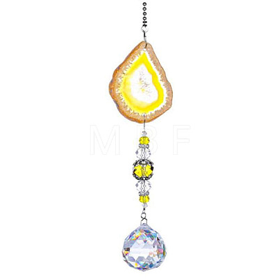 Agate & Crystal Glass Sun Catcher Pendant PW-WGFC2EE-01-1