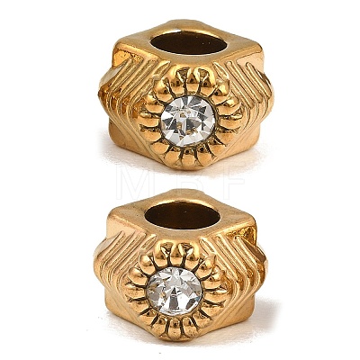 304 Stainless Steel Rhinestone European Beads RB-CBA72D5-04G-02-1
