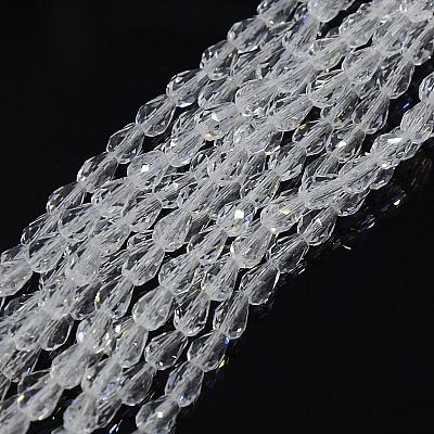Teardrop Crystal Glass Beads Strands X-GLAA-F022-C01-1