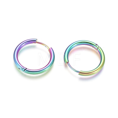 Ion Plating(IP) 304 Stainless Steel Huggie Hoop Earrings EJEW-F111B-21mm-Y-1