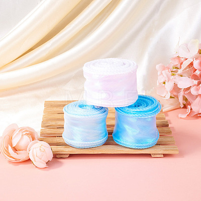 3Rolls 3 Styles Fishtail Yarn/Polyester Iridescent Ribbon for Bowknot Making OCOR-TA0004-19-1