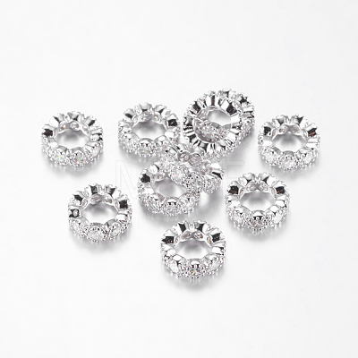 Brass Cubic Zirconia European Beads ZIRC-F001-109P-1