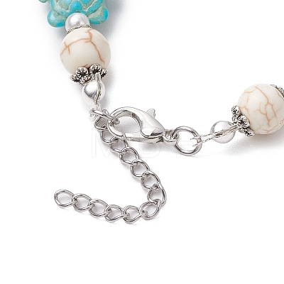 Synthetic Turquoise & Plastic Pearl Beads Link Bracelets for Women BJEW-JB11278-01-1