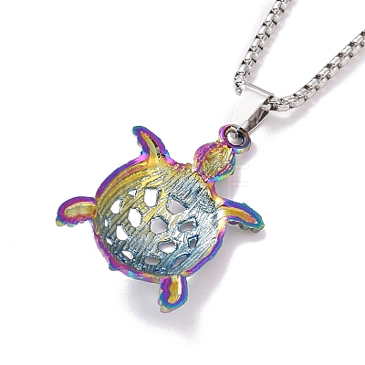 Rainbow Color Alloy Pendant Necklace with Stainless Steel Chains for Women OCEA-PW0001-79A-1