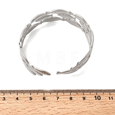 Fish 304 Stainless Steel Cuff Bangles for Women BJEW-A155-02P-1