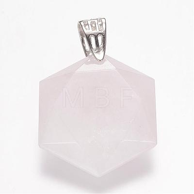 Natural Rose Quartz Gemstone Pendants G-E338-09H-1