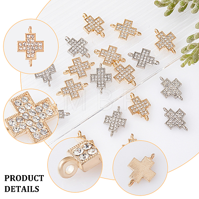 48Pcs 2 Colors Alloy Crystal Rhinestone Connector Charms FIND-CA0005-43-1