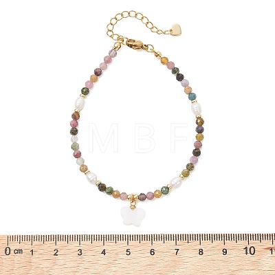 Butterfly Natural Cultured Freshwater Pearl Charm Bracelets BJEW-JB13547-02-1