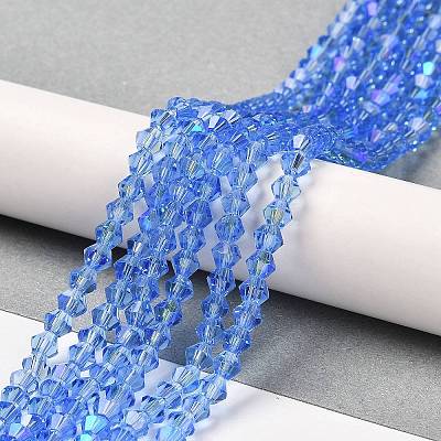 Transparent Electroplate Glass Beads Strands GLAA-F029-3mm-D07-1