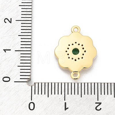 Brass Micro Pave Clear Cubic Zirconia & Shell Connector Charms KK-M303-03G-08-1