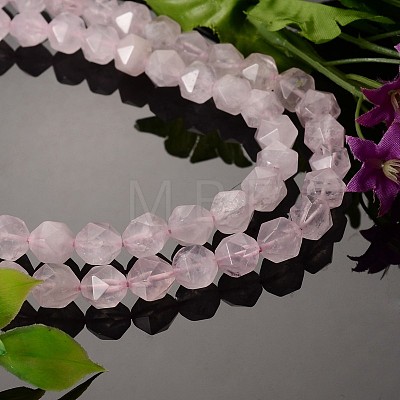 Faceted Natural Rose Quartz Gemstone Bead Strands G-J331-01-8mm-1