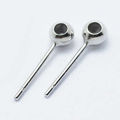 Anti-Tarnish Rhodium Plated 925 Sterling Silver Ear Stud Findings STER-I014-23P-1