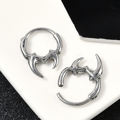 Horn 316 Surgical Stainless Steel Hoop Earrings EJEW-G416-28AS-1