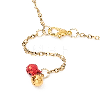Christmas Bell Alloy Enamel Pendant Necklace & Dangle Earrings Sets SJEW-JS01344-1