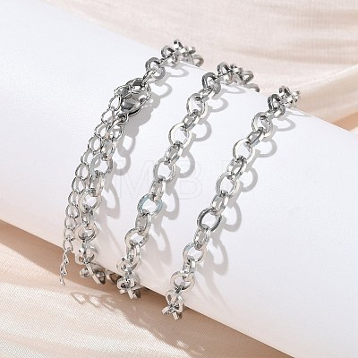 304 Stainless Steel Rolo Chain Necklaces NJEW-Z102-01P-1