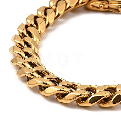 Ion Plating(IP) 304 Stainless Steel Cuban Link Chain Bracelet NJEW-D050-02I-G-1