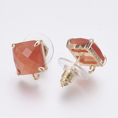 Faceted Glass Stud Earring Findings GLAA-F084-C01-1